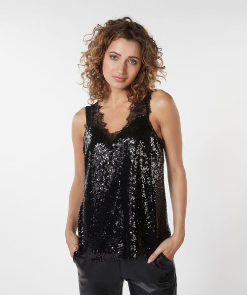 Singlet sequins lace
