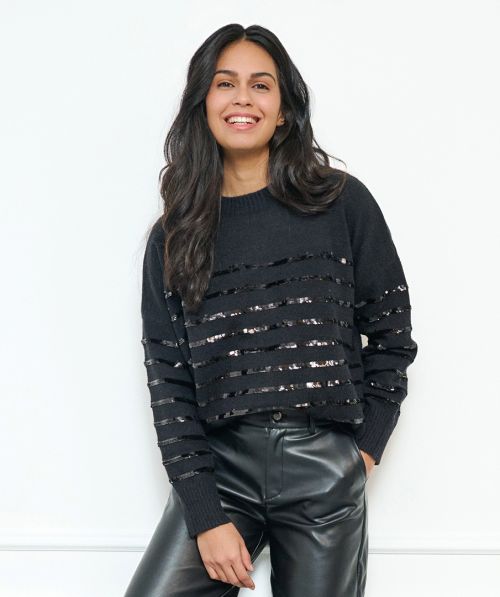 EsQualo Sweater striped sequins