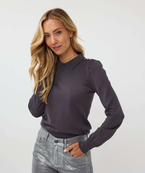 EsQualo Sweater collar basic knit