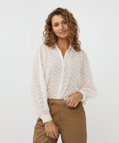 EsQualo Blouse basic fluffy plumetis