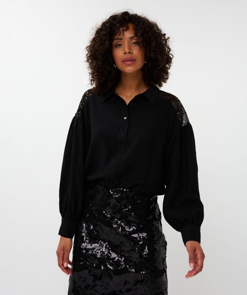 EsQualo Blouse sequins yoke