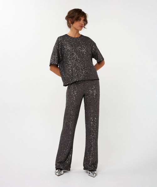 EsQualo Trousers zigzag sequins