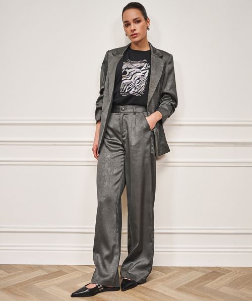 EsQualo Trousers shimmer crinkle