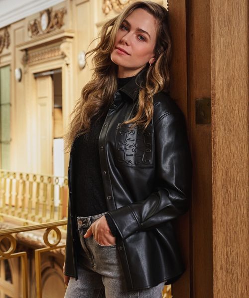 EsQualo Blouse embossed PU