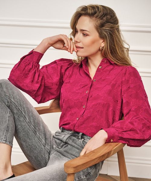 EsQualo Blouse flower jacquard