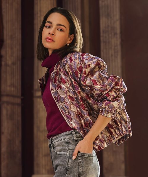 EsQualo Jacket bomber metallic mosaic