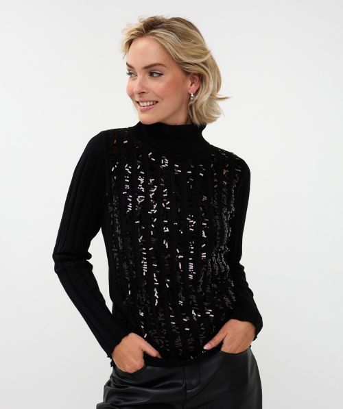 EsQualo Sweater stripe sequins