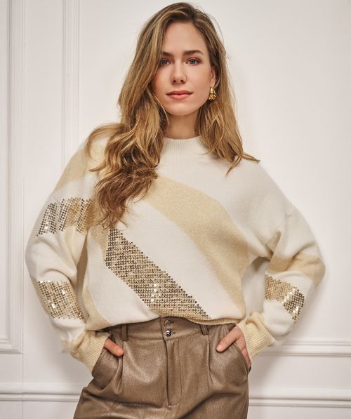 EsQualo Sweater diagonal sequins