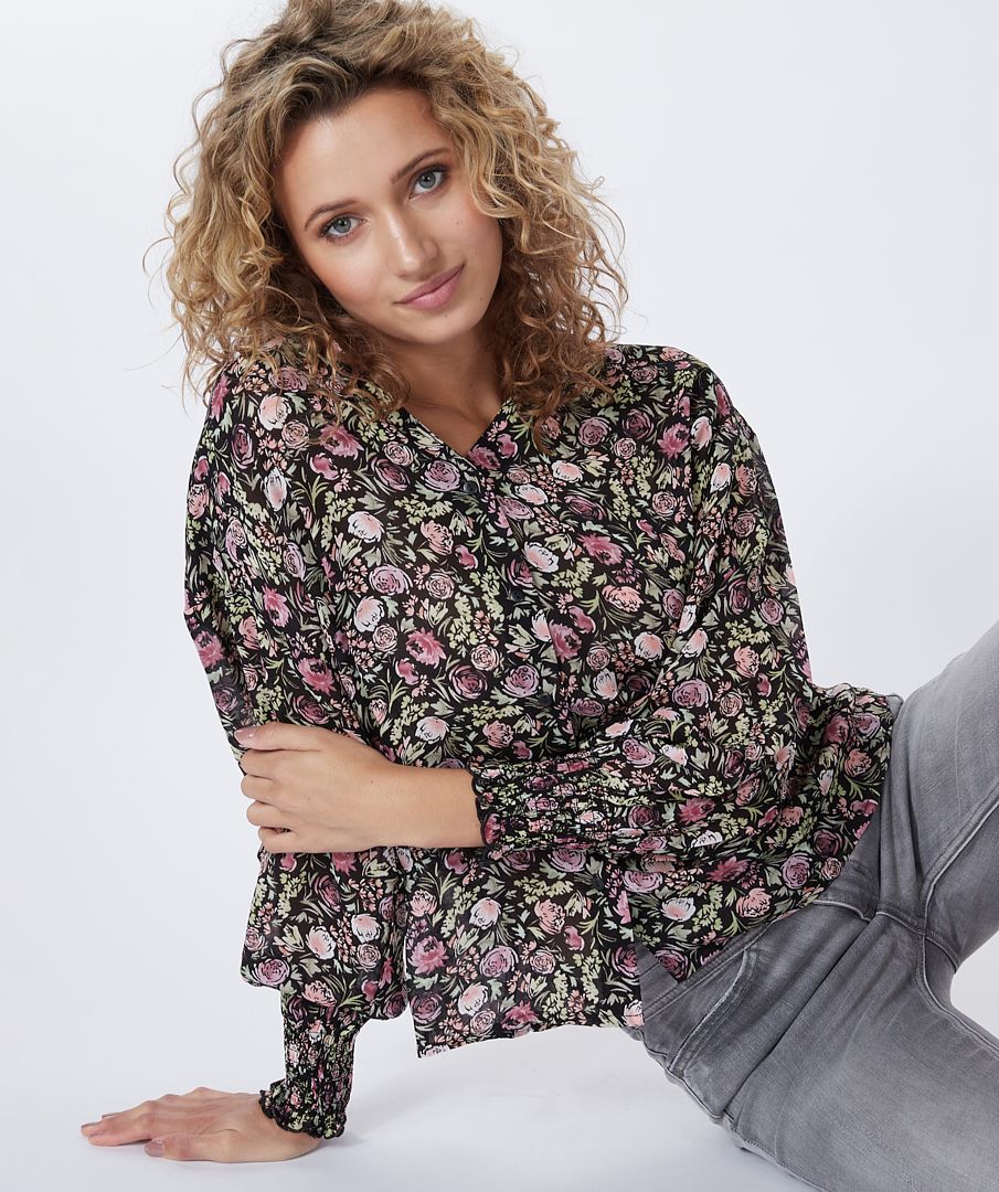 Blouse V-neck soft deco
