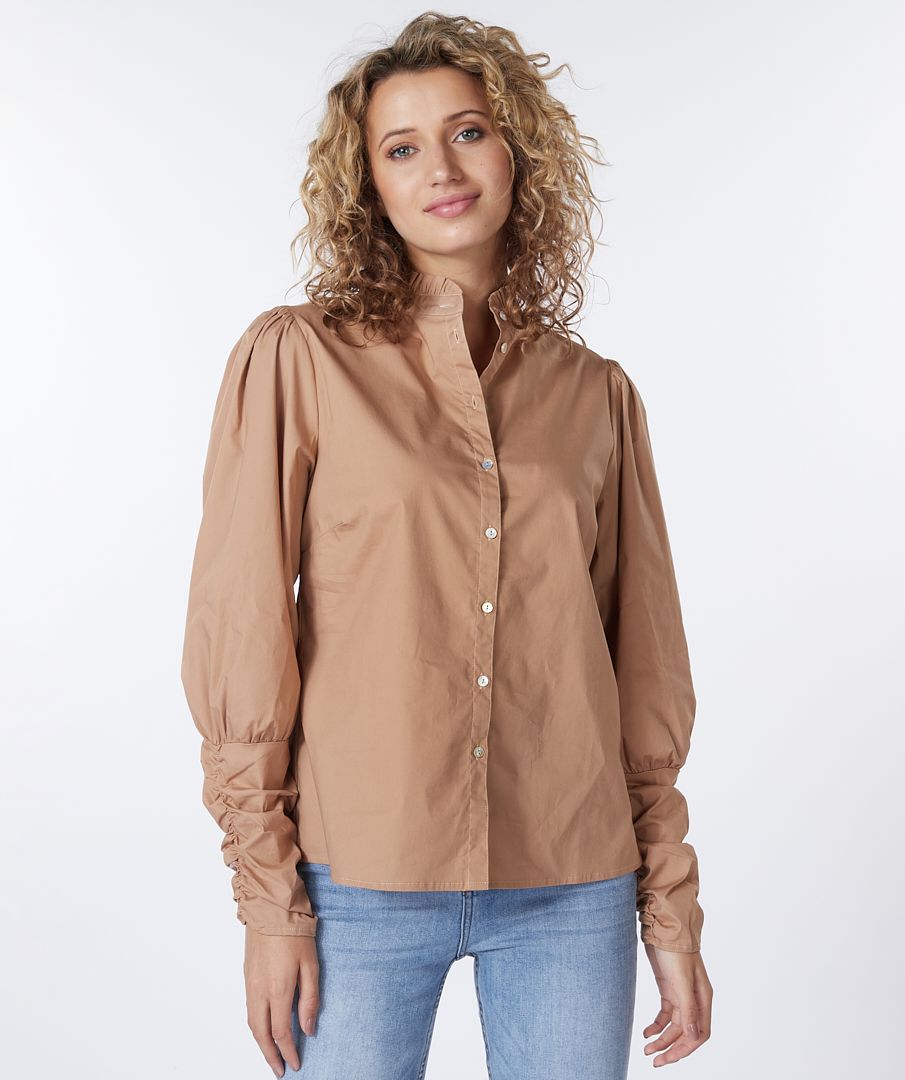 Blouse elasticated slv poplin