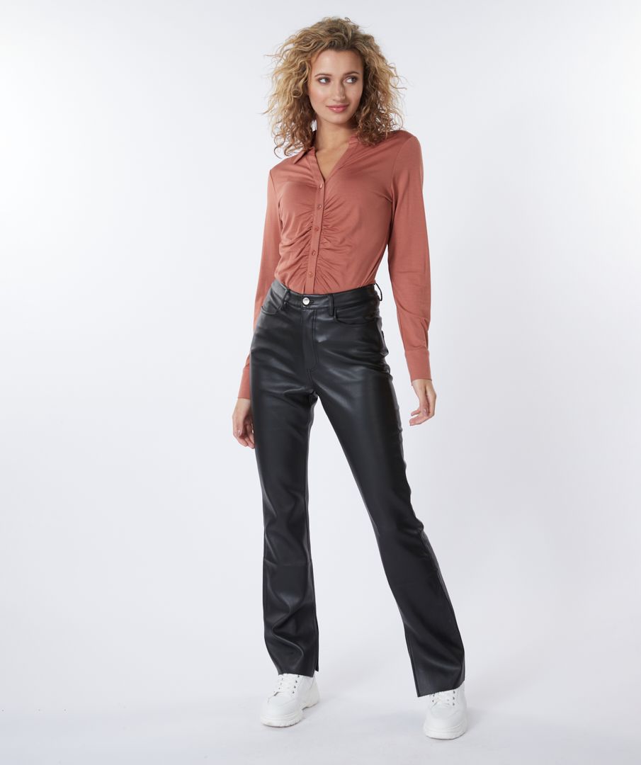 Trousers flared split PU