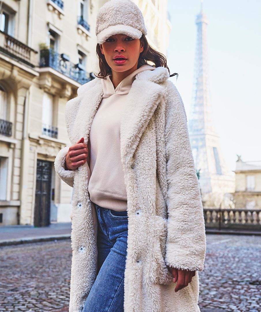 Coat long teddy