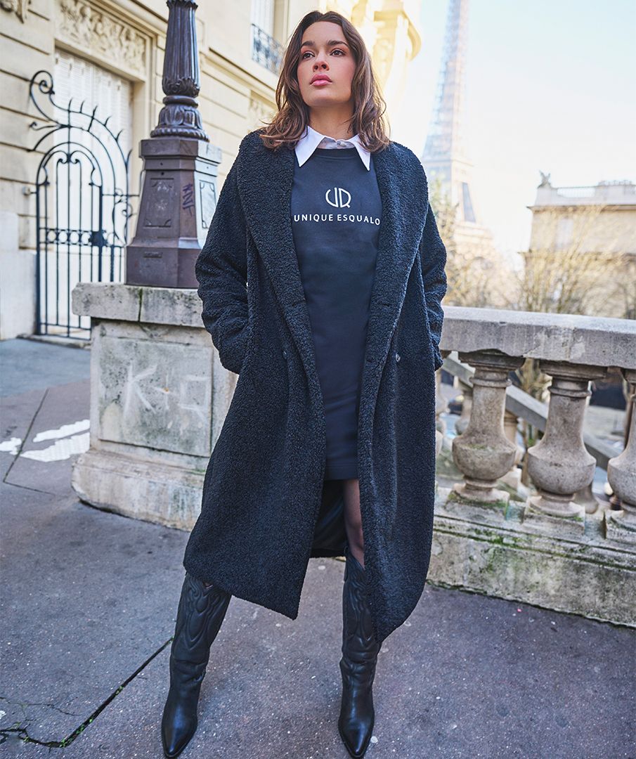 Coat double breasted boucle