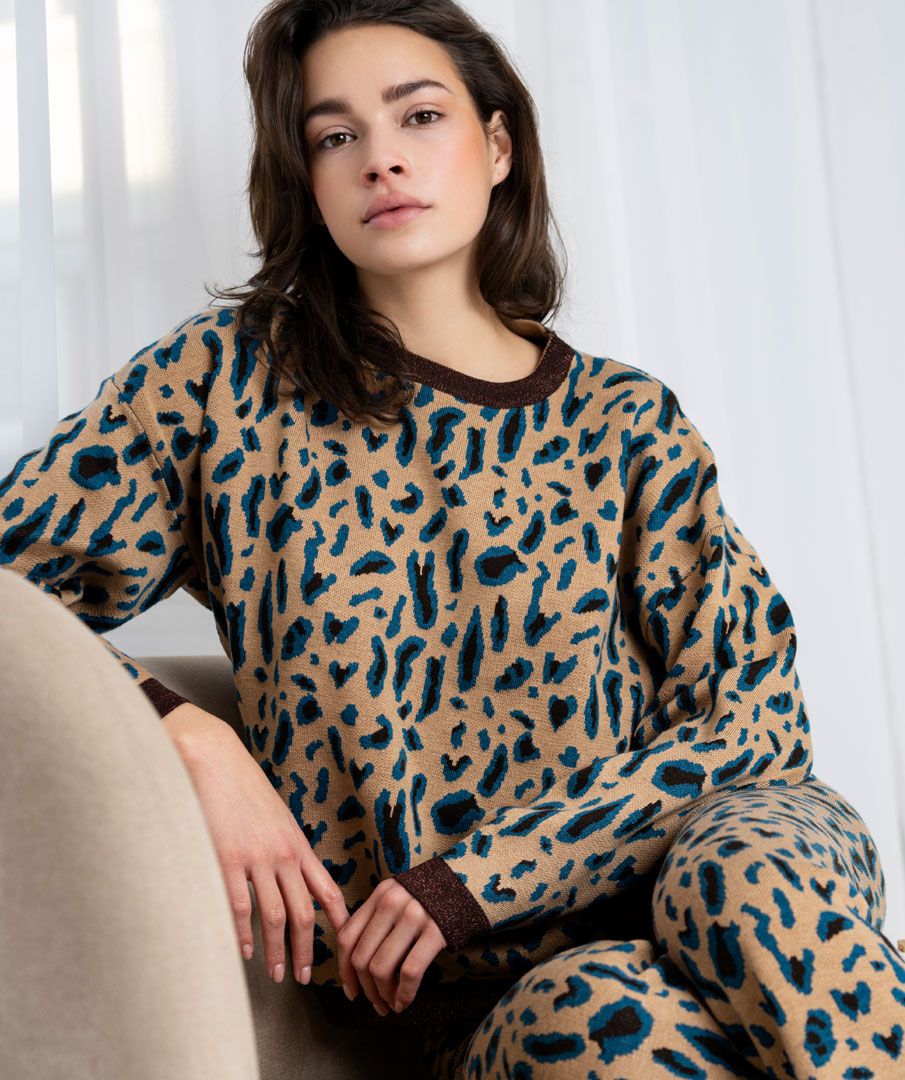 EsQualo Sweater leopard jacquard