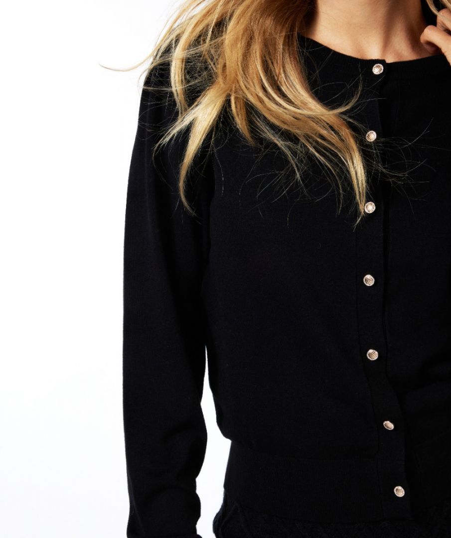 EsQualo Cardigan puff slve basic knit