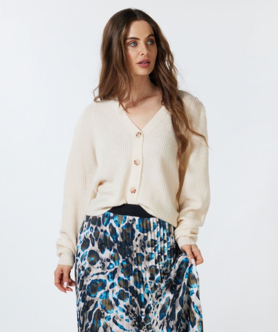 Cardigan puff shoulder