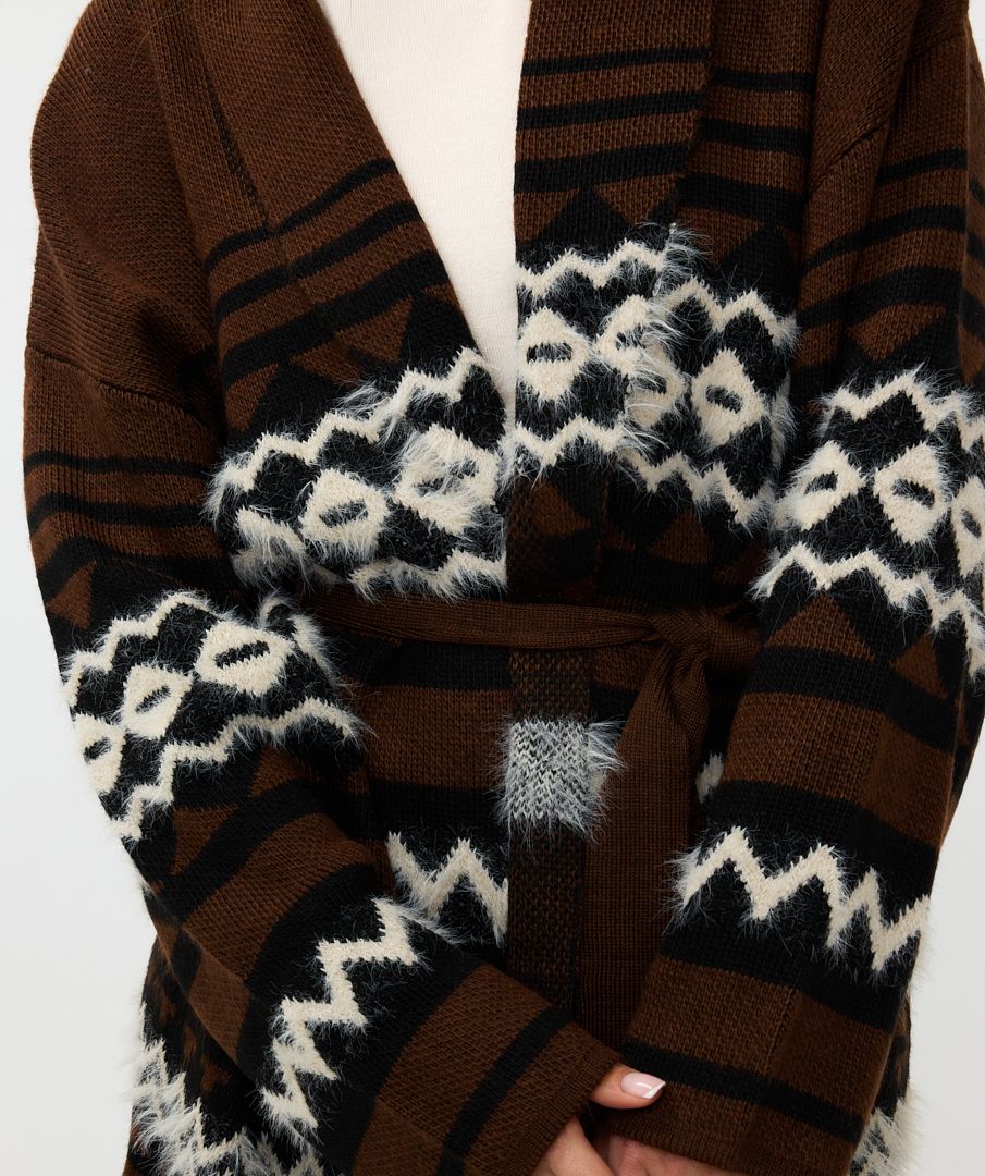 EsQualo Cardigan hairy ethnic stripe