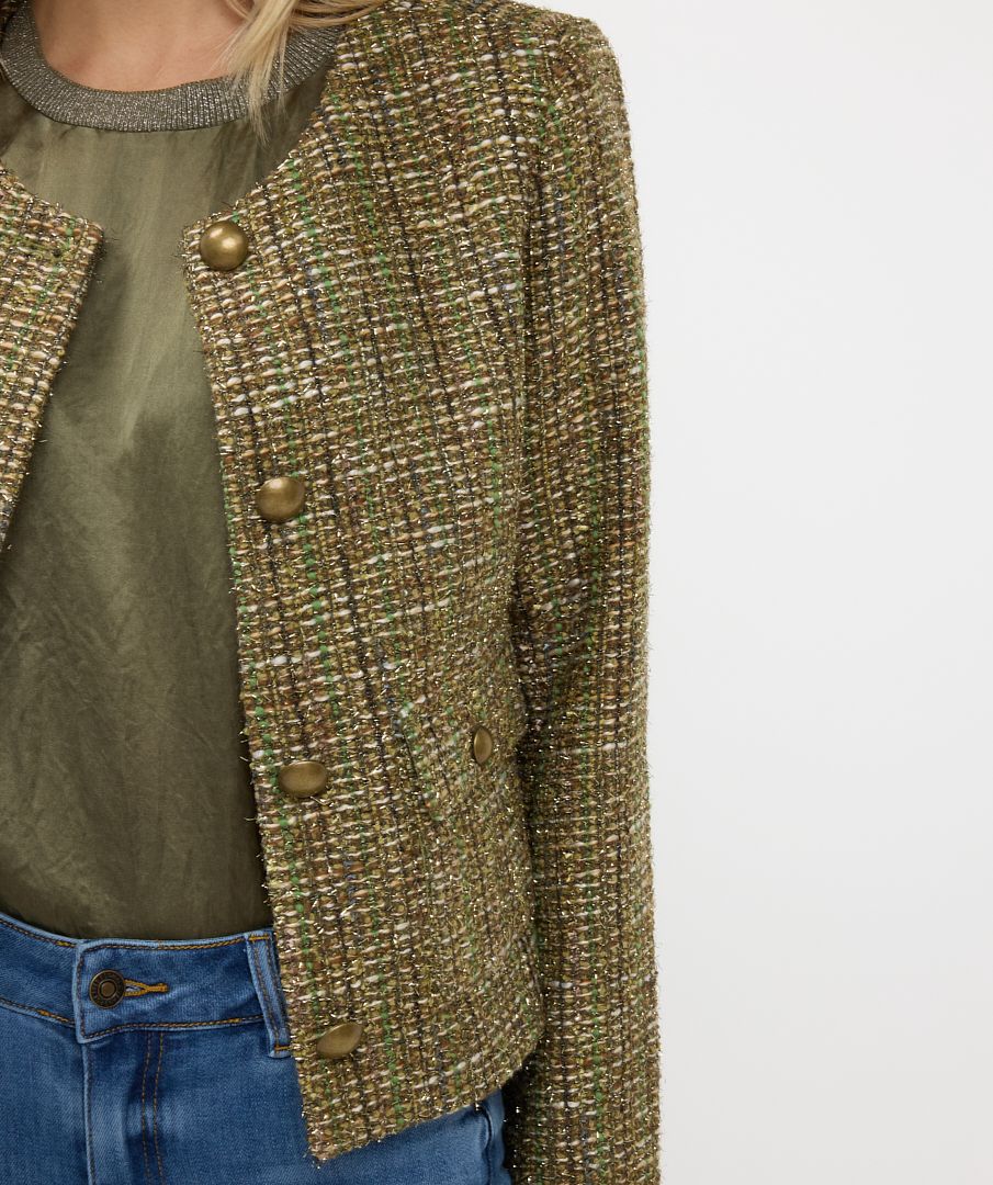 Gold tweed blazer best sale