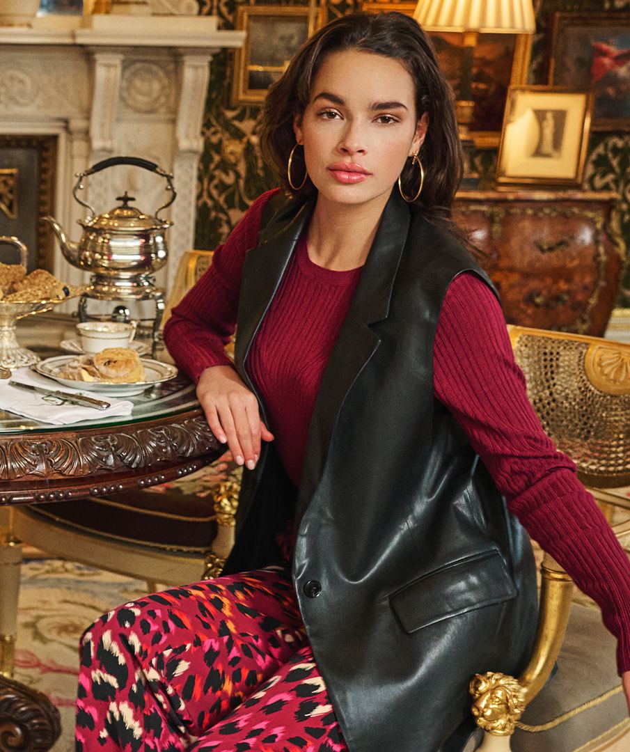 Black leather gilet deals