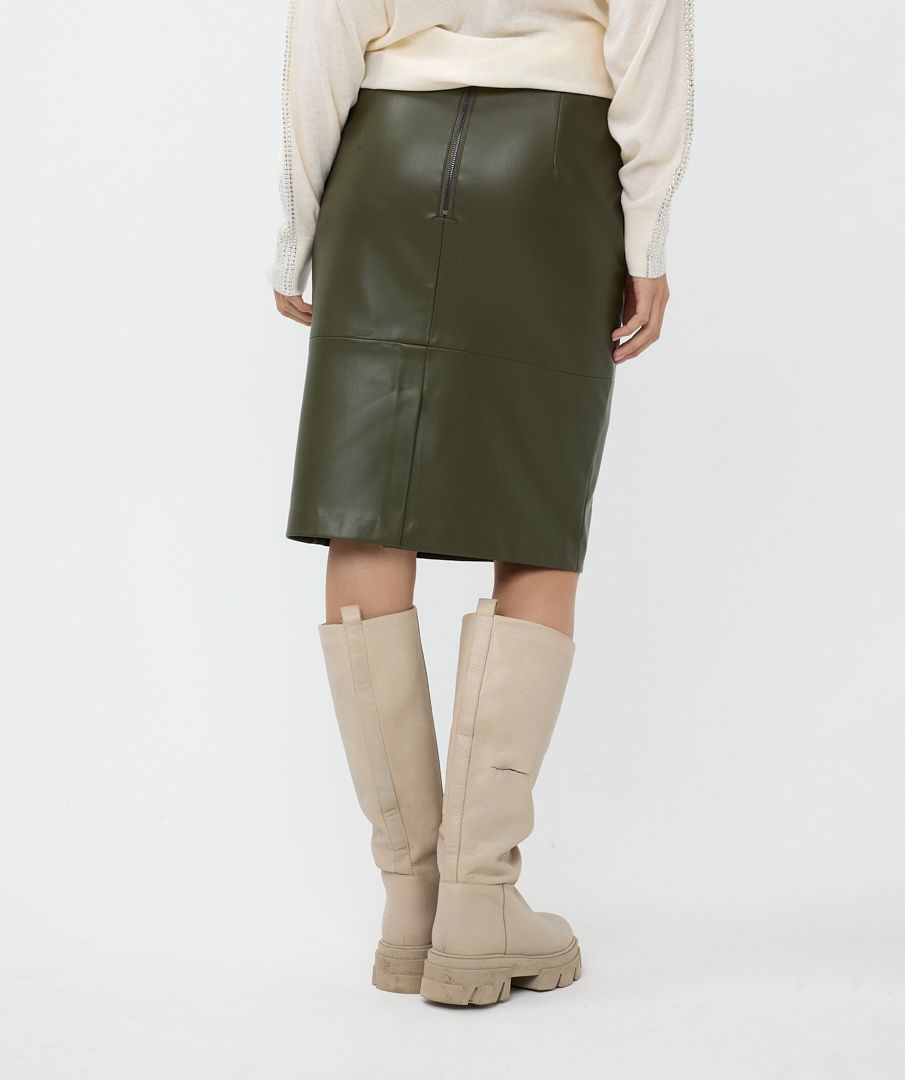 Faux leather pencil skirt green deals