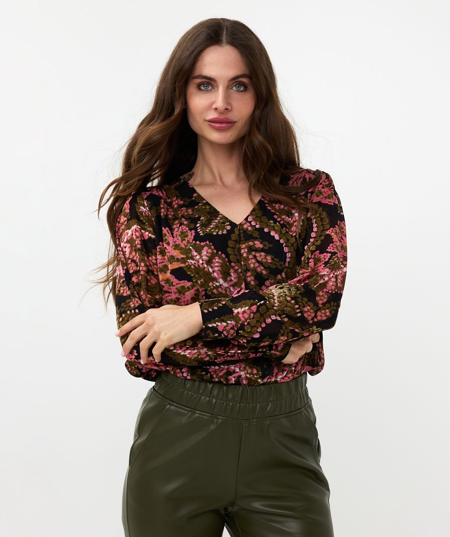 Blouse V-neck Global Flower