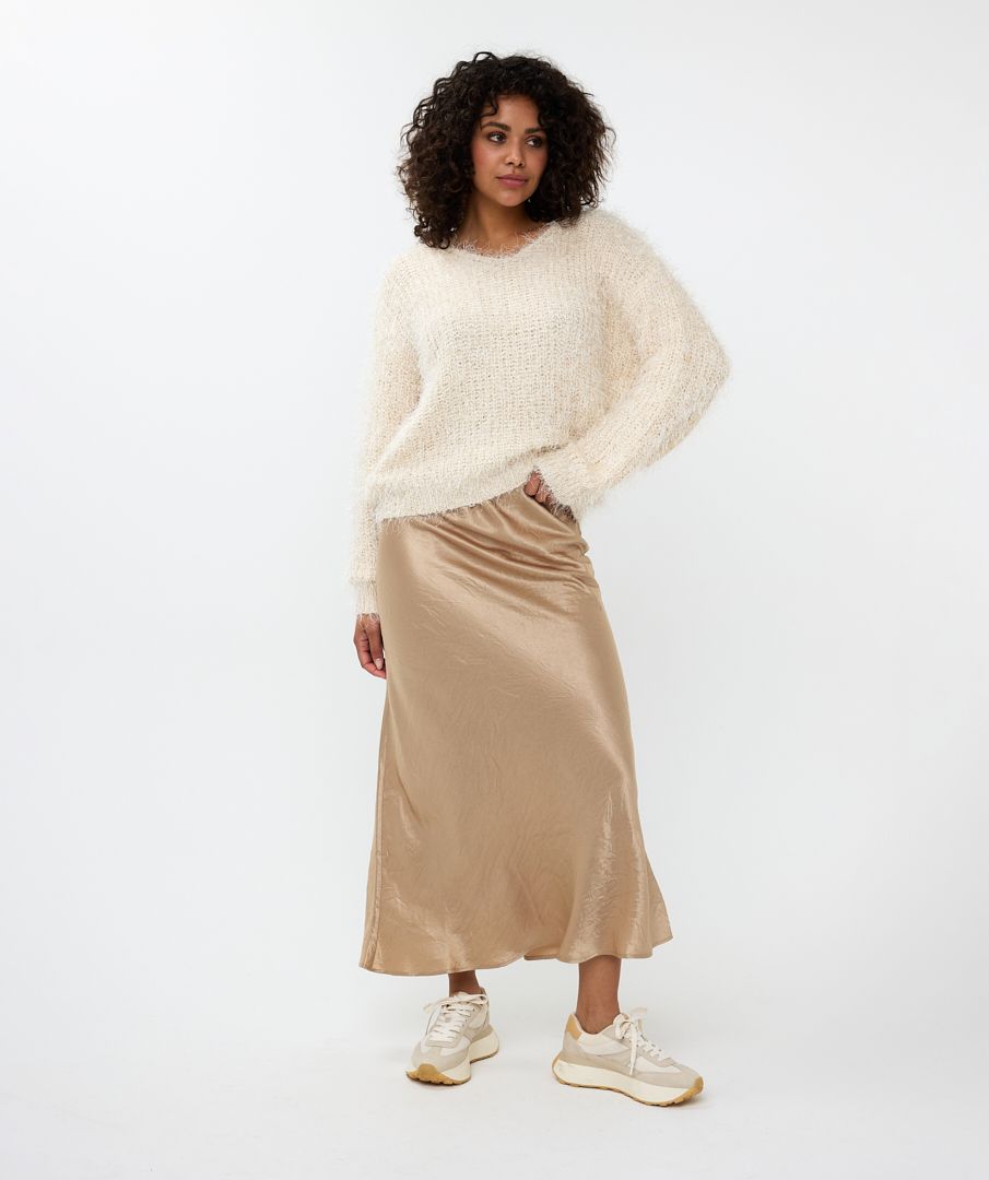 Crushed satin maxi skirt hot sale