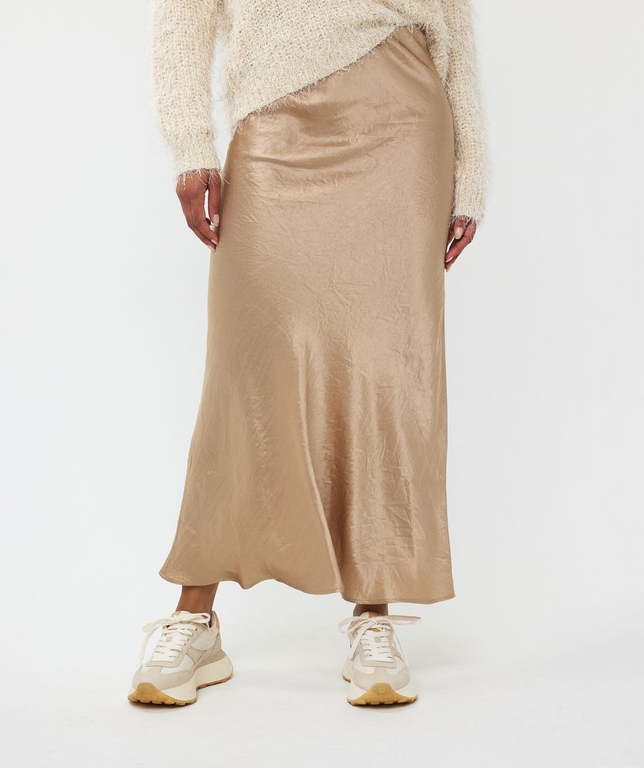 Crushed satin maxi skirt shop