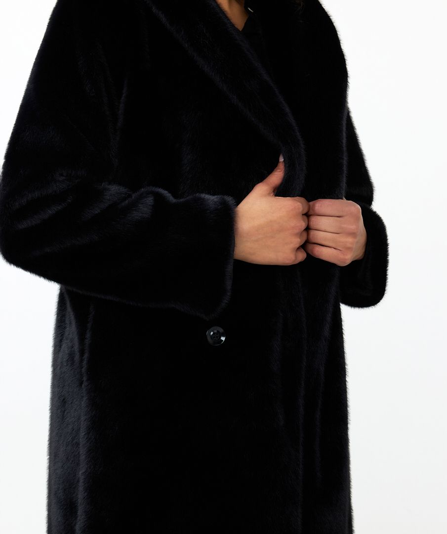 Black soft faux fur coat shop