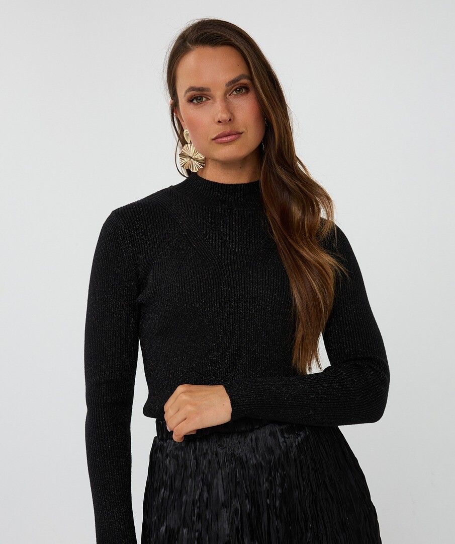 Top col rib lurex