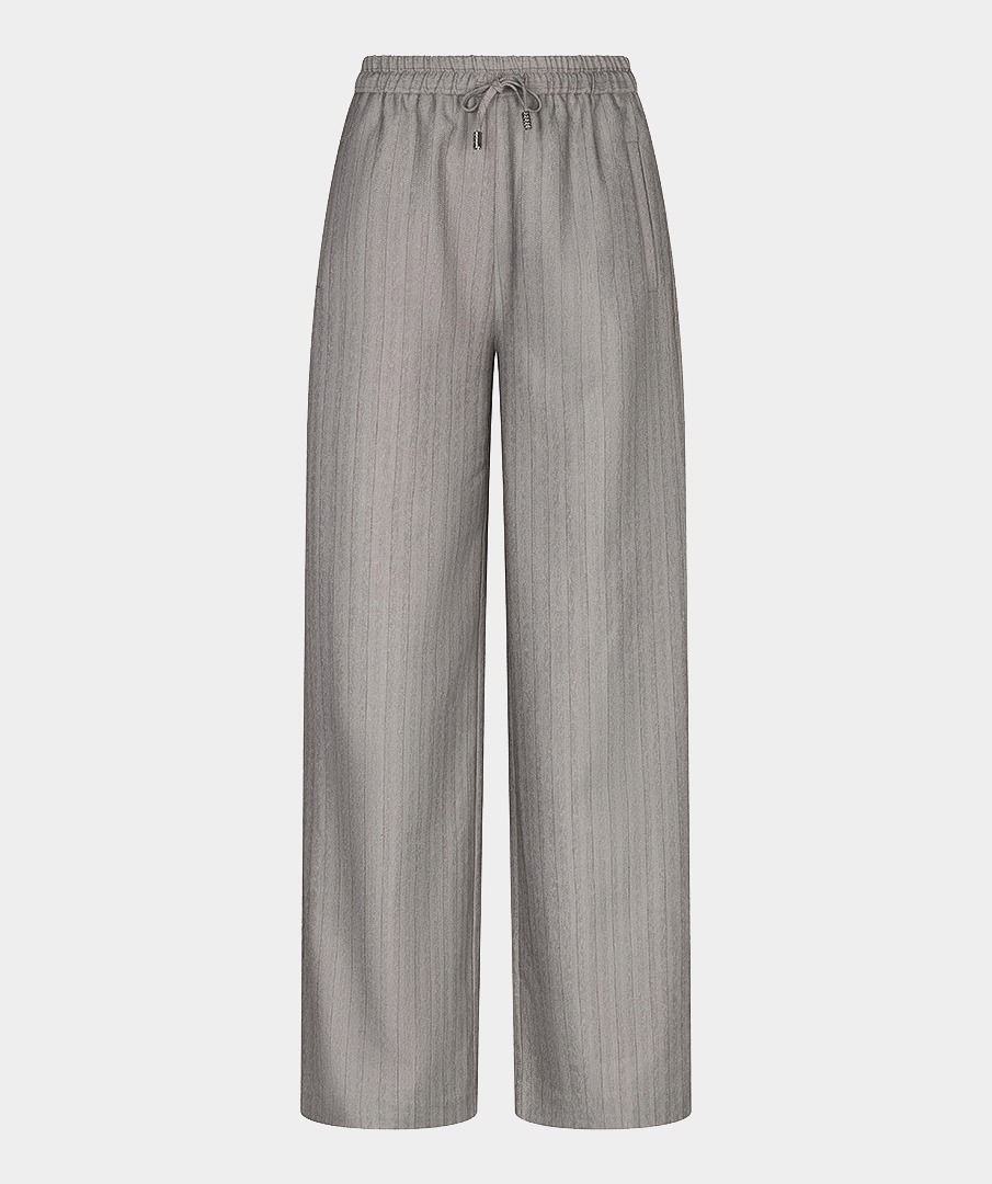 Trousers wide elastic herringbone
