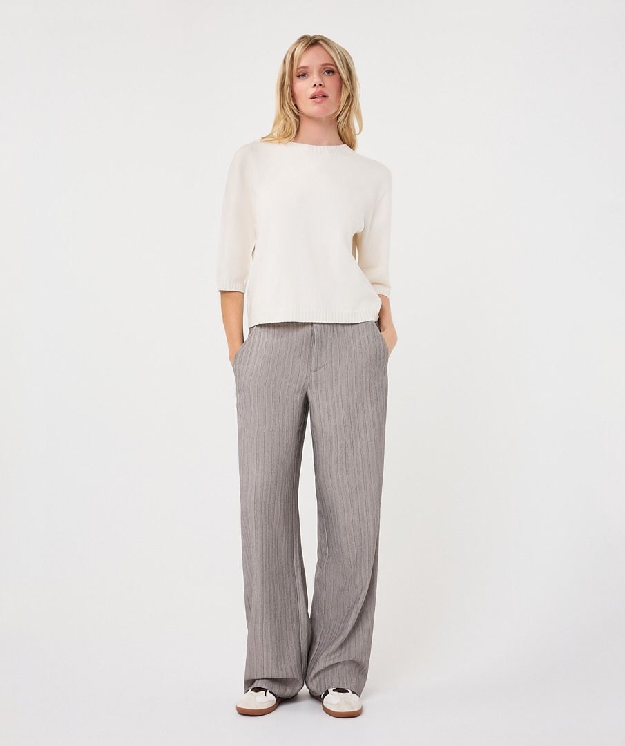 Trousers wide herringbone