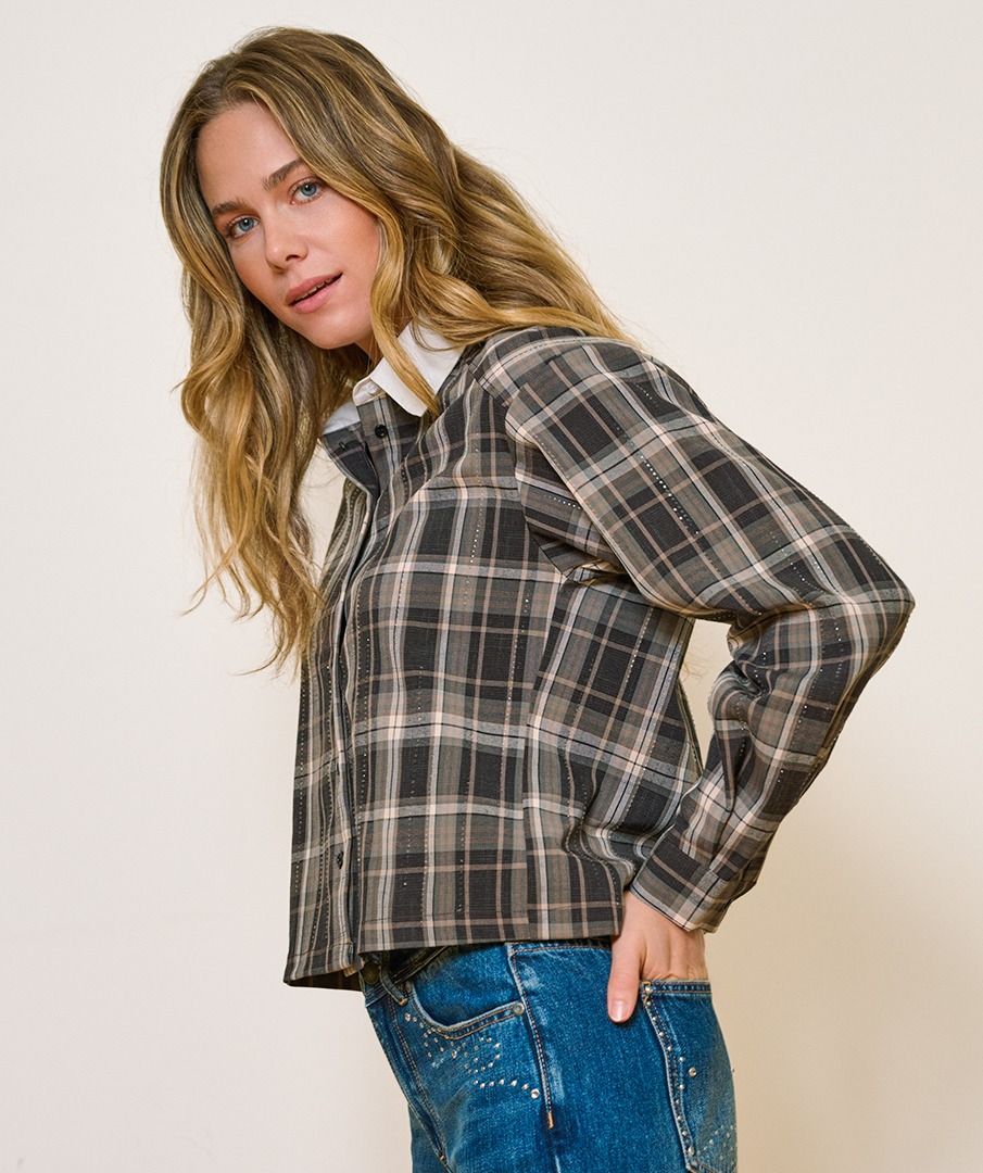 Blouse short check strass