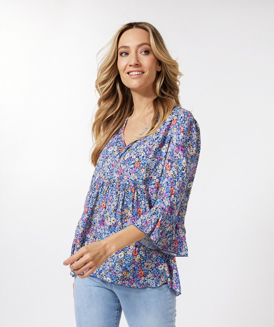 V Neck Ruffle Blouse