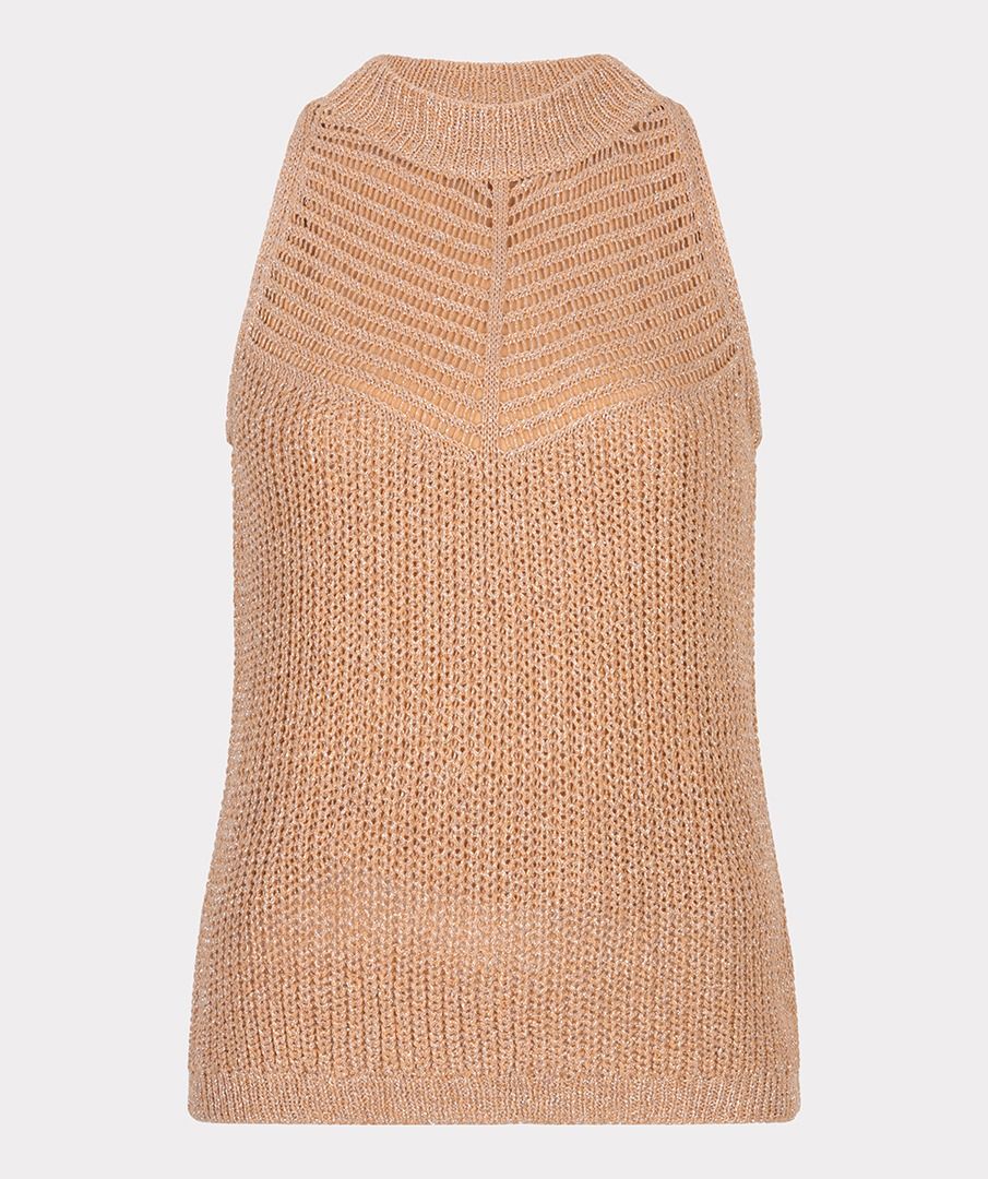 EsQualo Top knitted double V lurex