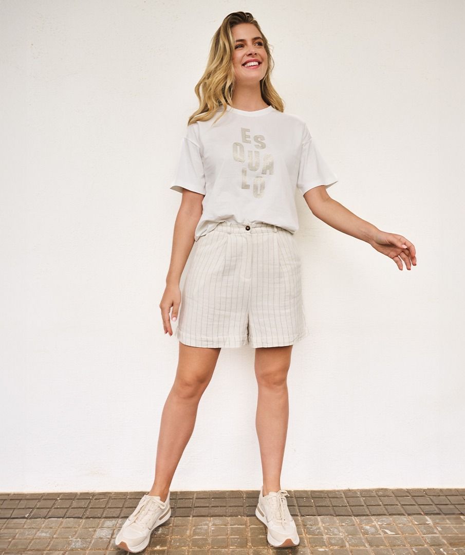 Shorts linen stripe