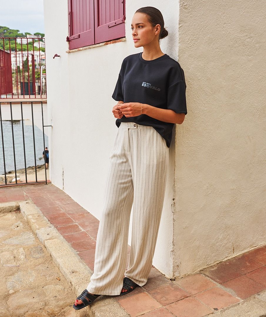Trousers linen stripe