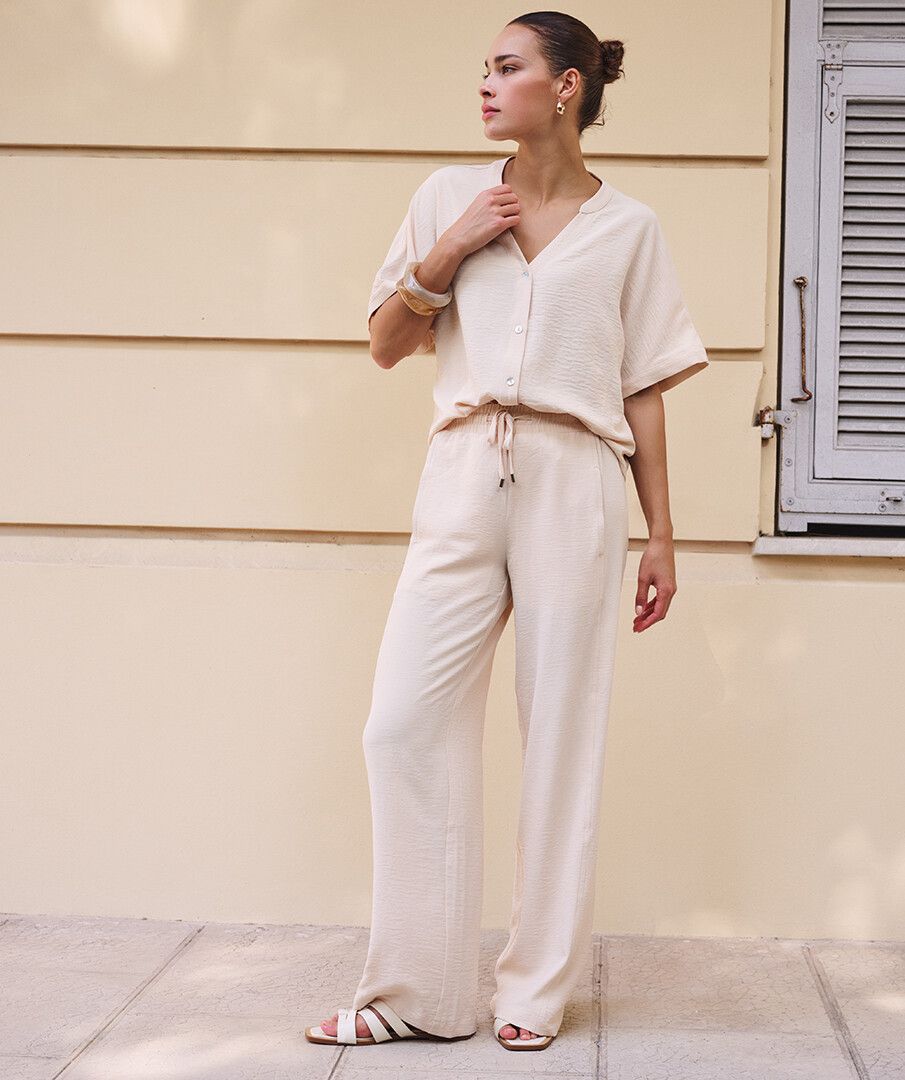 Trousers wide crinkle