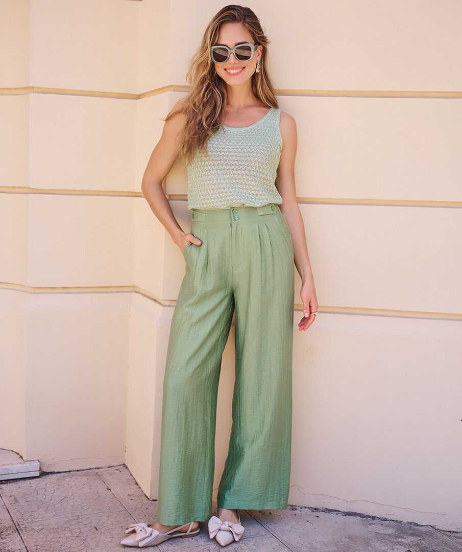 Trousers wide crinkle