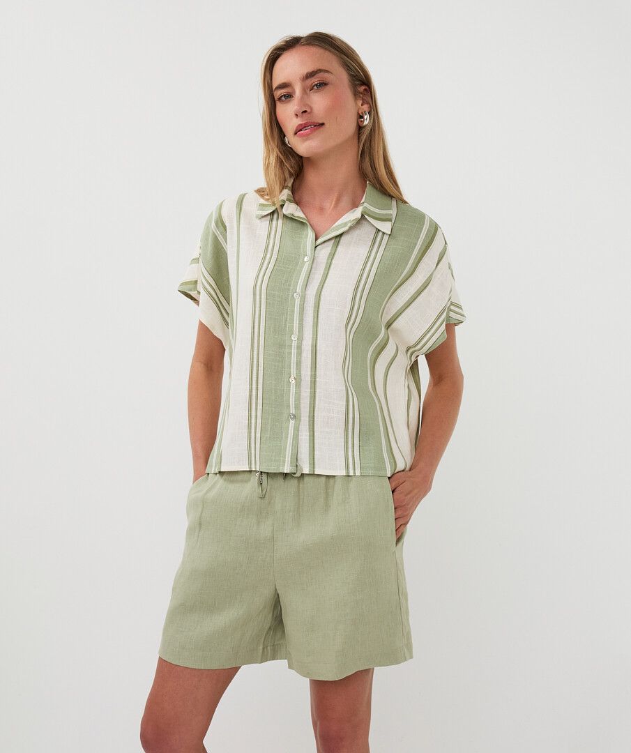 Blouse striped linen