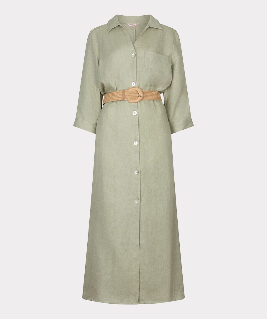 belt linen dress Long Sleeve Maxi Linen Dress with Belt