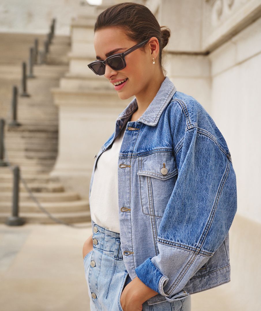 Contrast denim jacket clearance