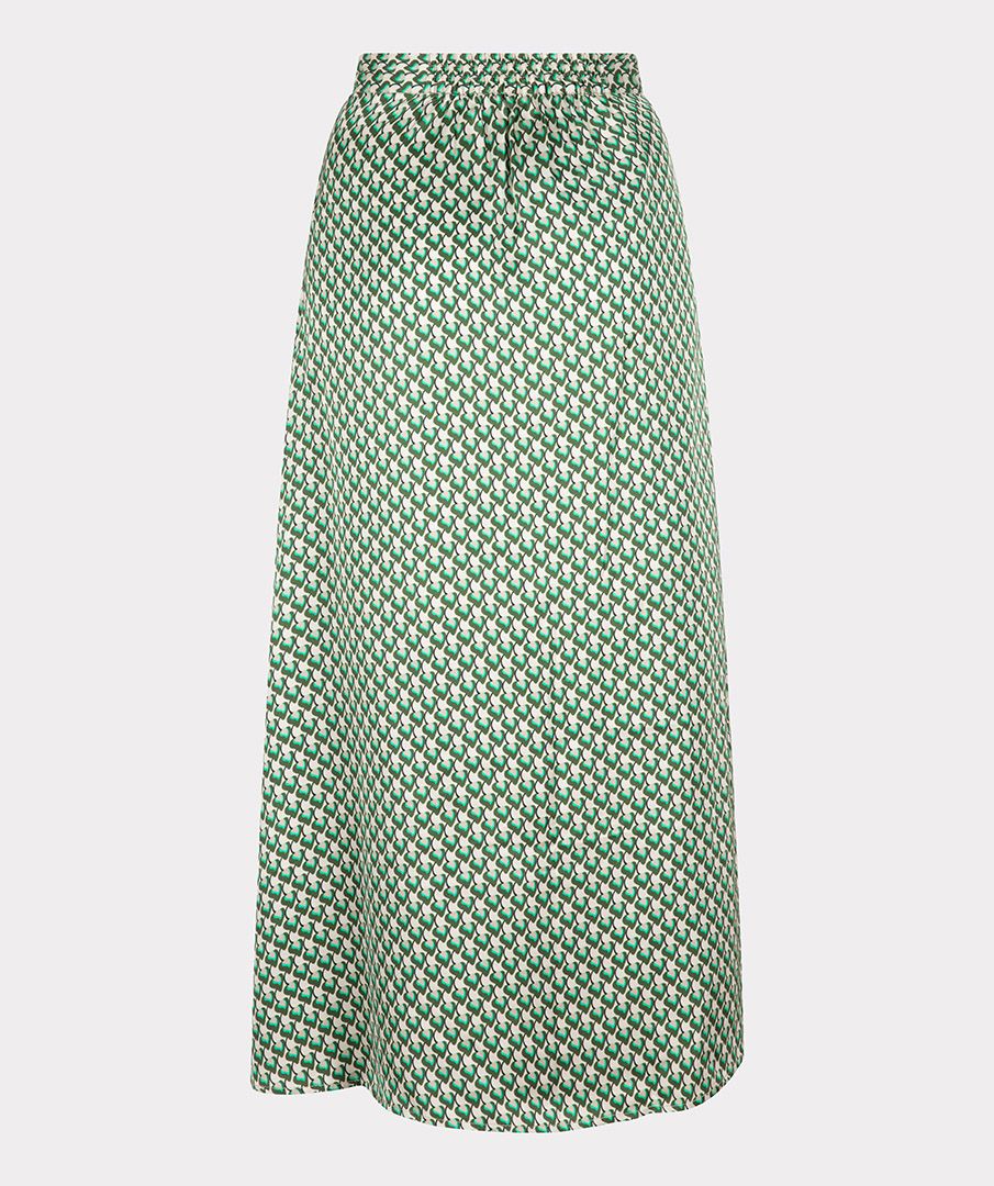 EsQualo Skirt satin geo graphic print