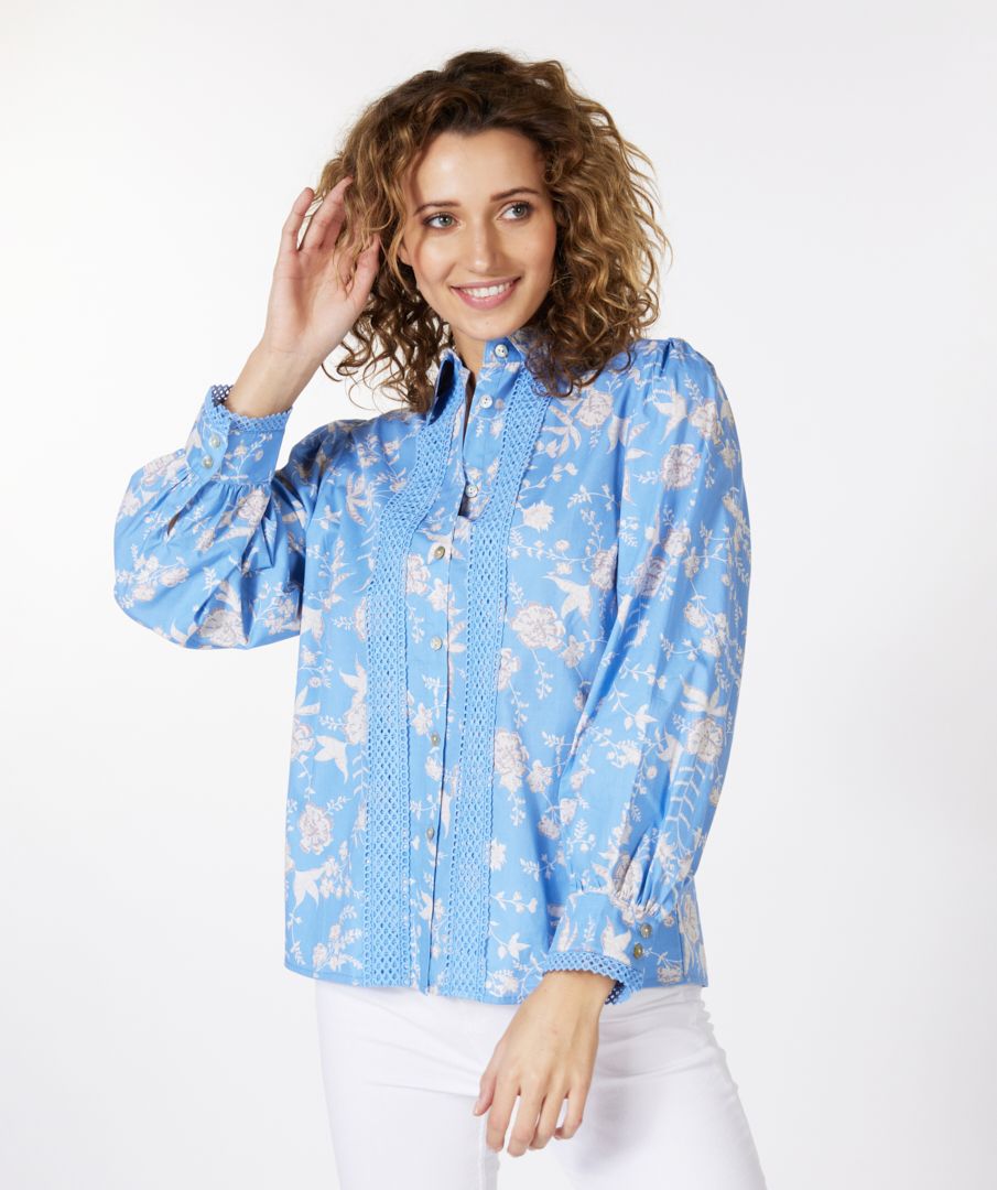 トップス Apolina Hazel Blouse Folk Floral Blue Apolina – Tagged 
