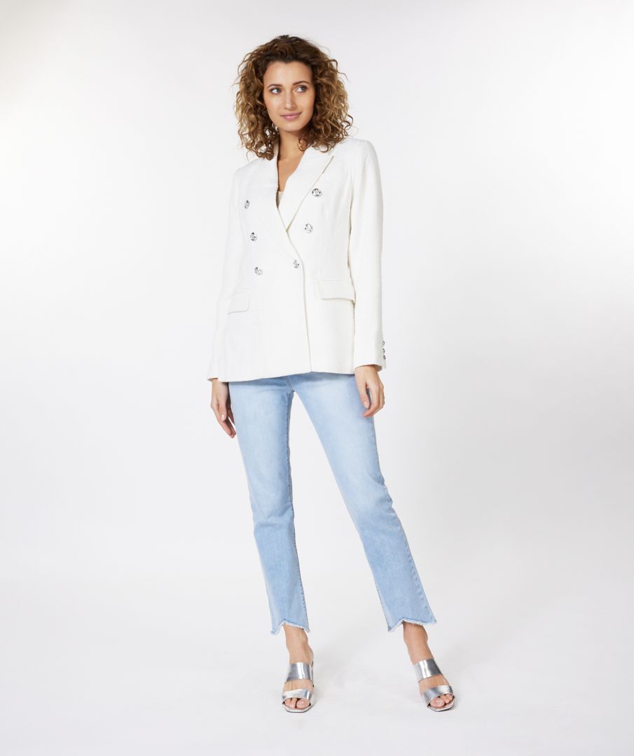 White boucle blazer online