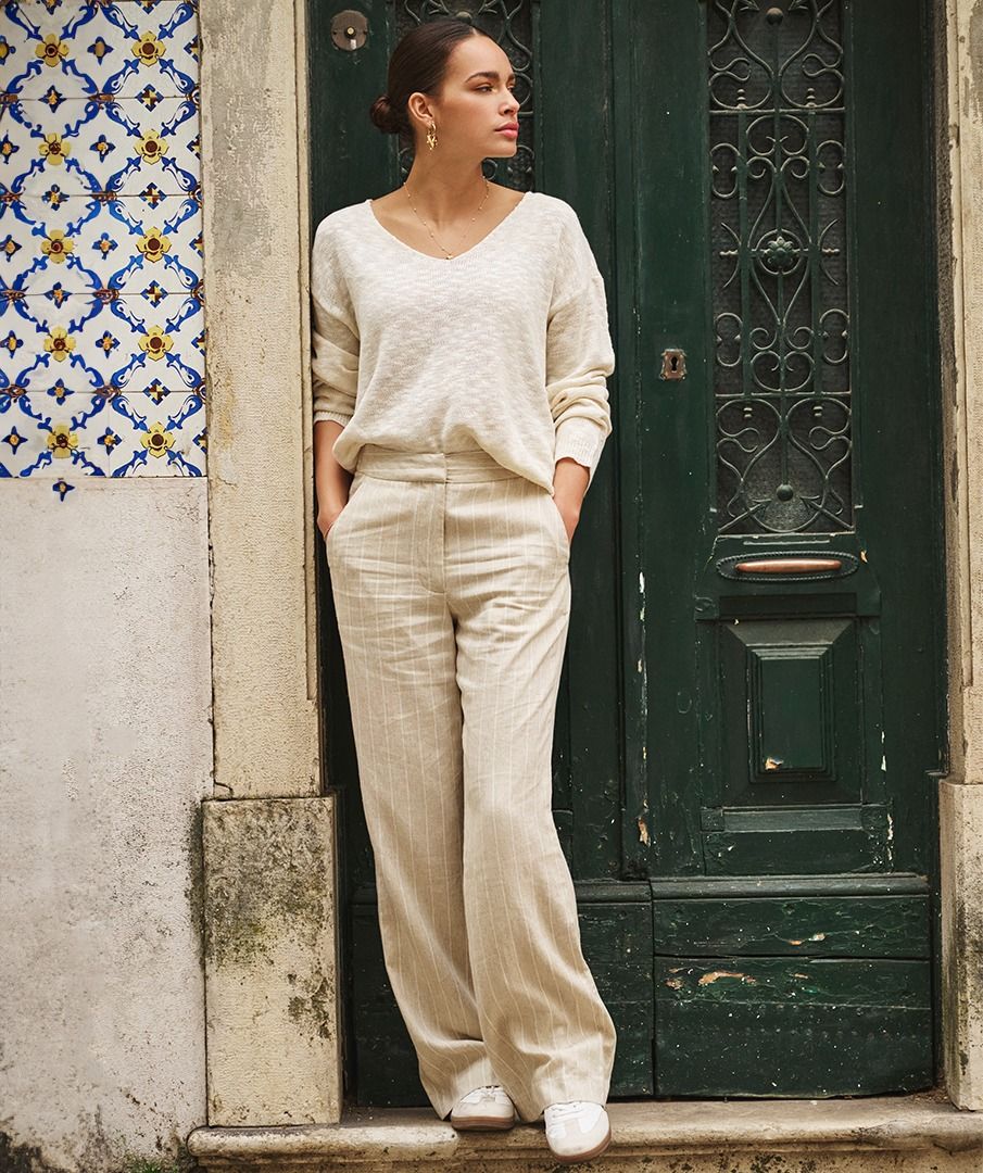 Trousers linen stripe