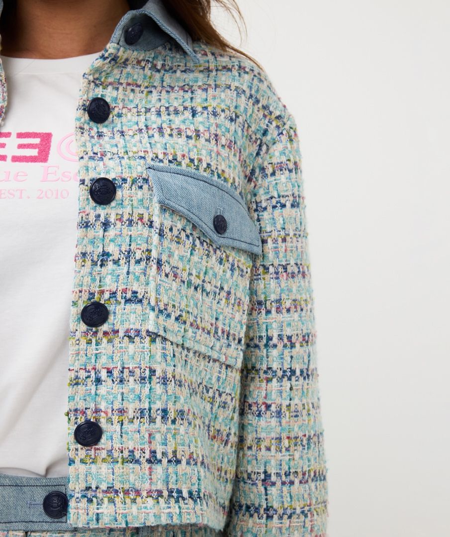 【タグ付新品未使用】ALUDE blue check tweed jacket タグ付新品未使用】ALUDE blue check tweed jacket - メルカリ