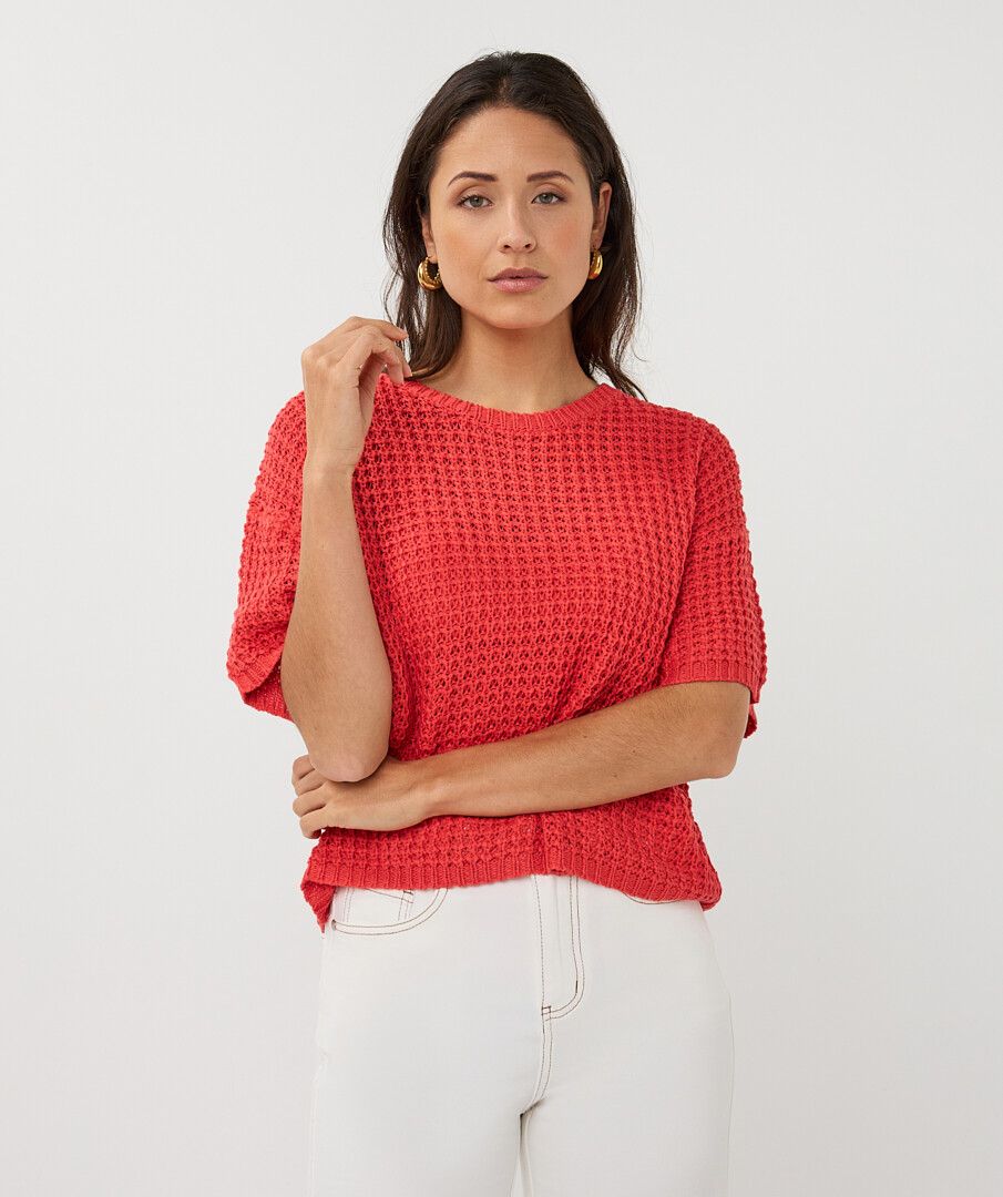 Sweater open knit s/slve
