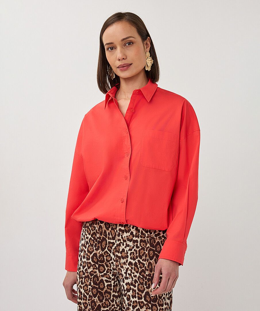 Blouse cropped cotton poplin