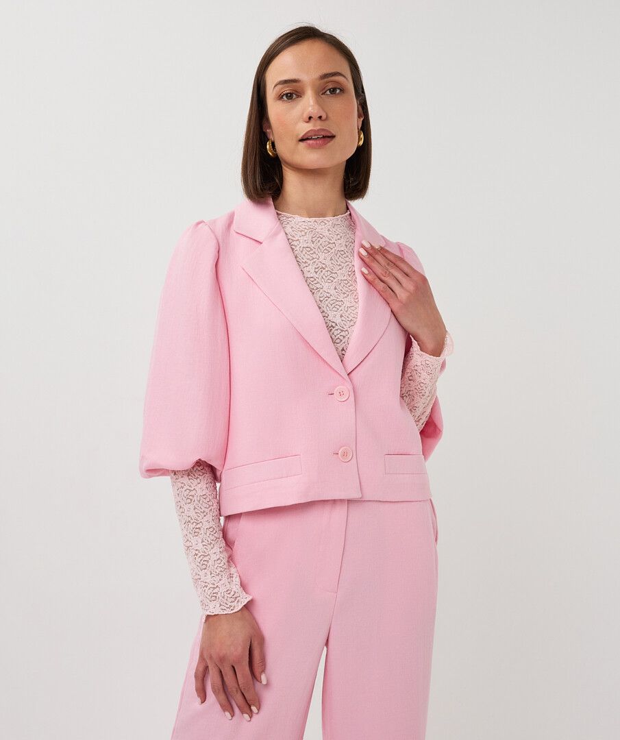 Blazer twill cropped puff slve