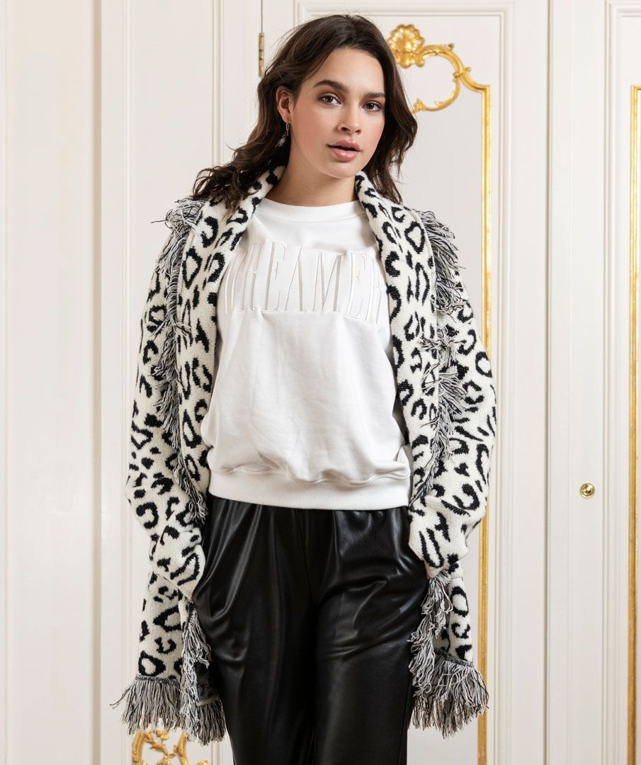 Cardigan fringes jacquard